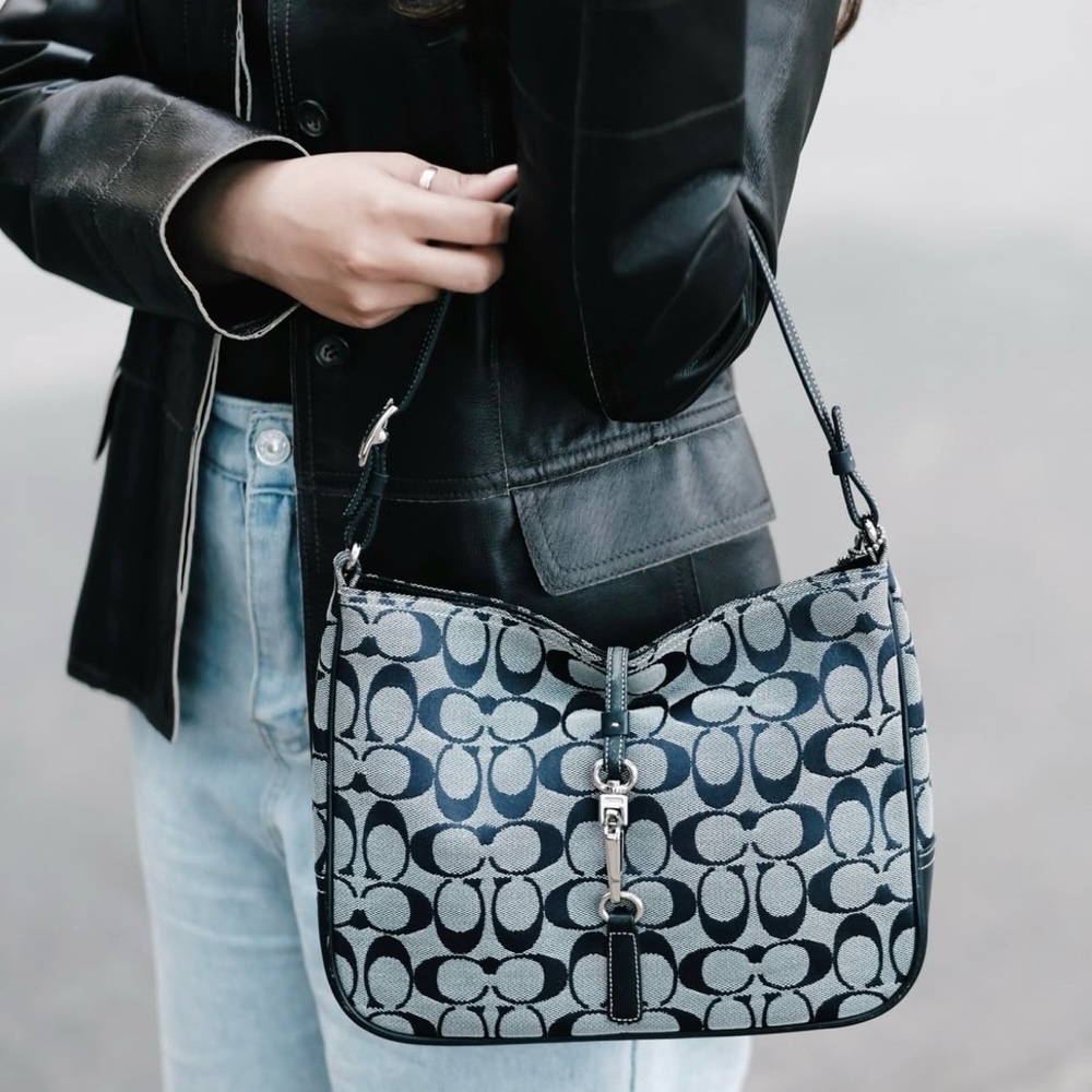 Coach Grey and Black Hampton Shoulder Bag
